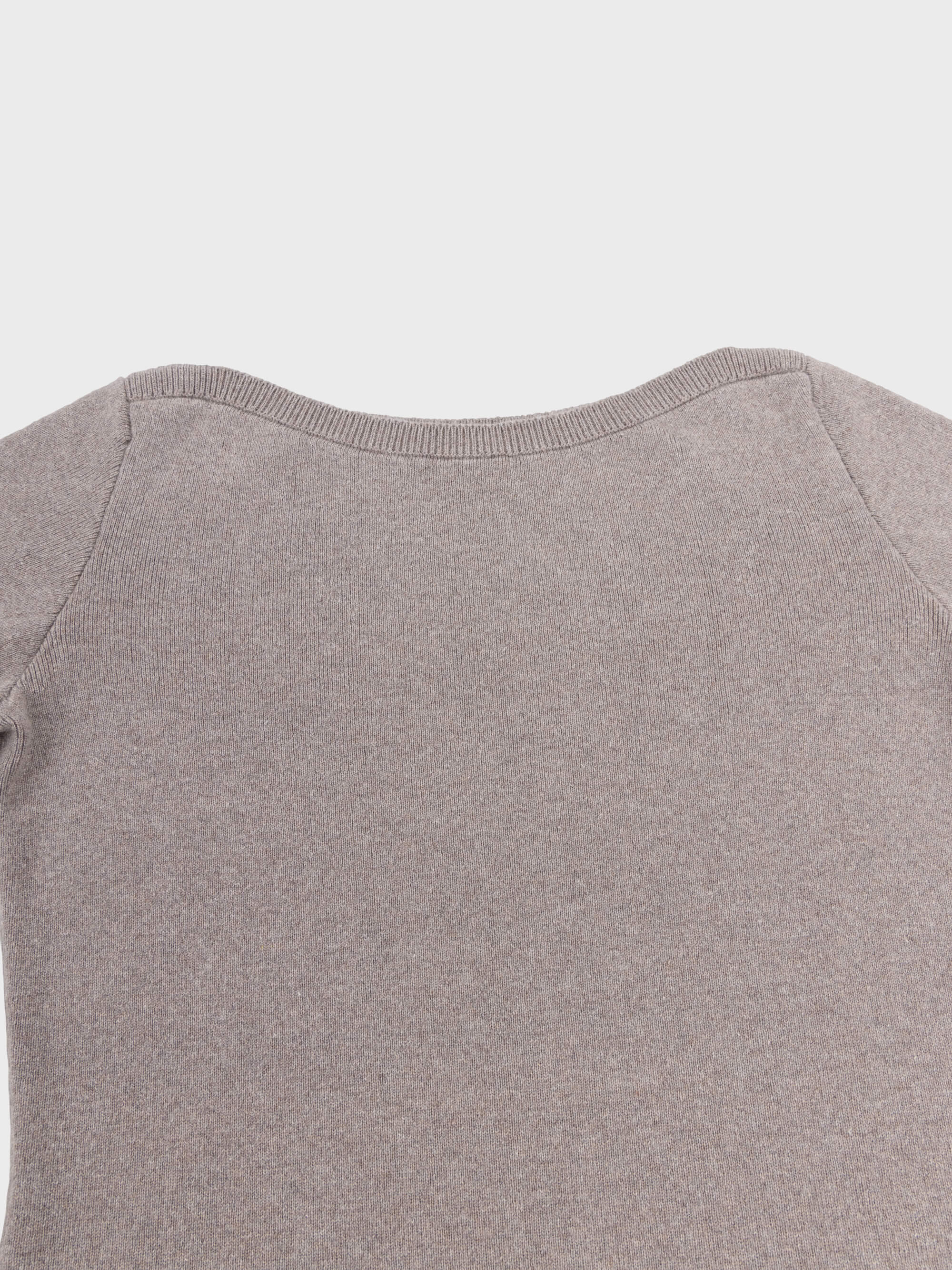 grey cashmere dress boat neck detail on a grey background