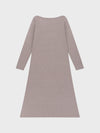 grey cashmere longsleeve dress with boat neck on a grey background