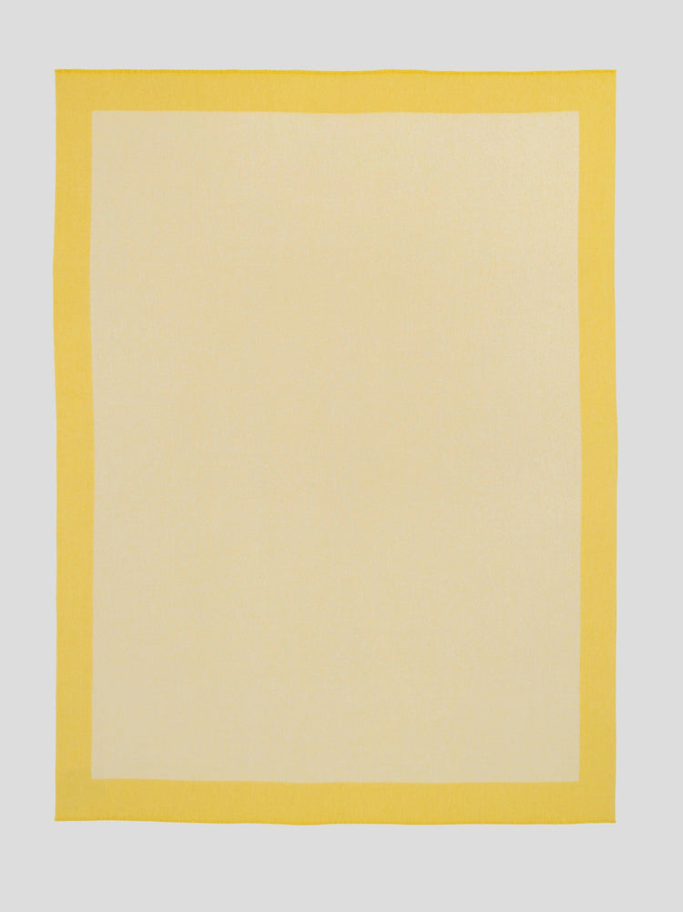 Arran Border Cashmere Blanket Yellow White | Begg x Co