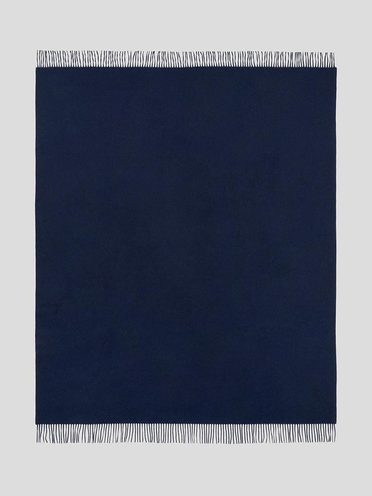 Arran Plain Navy Cashmere Throw - Begg x Co
