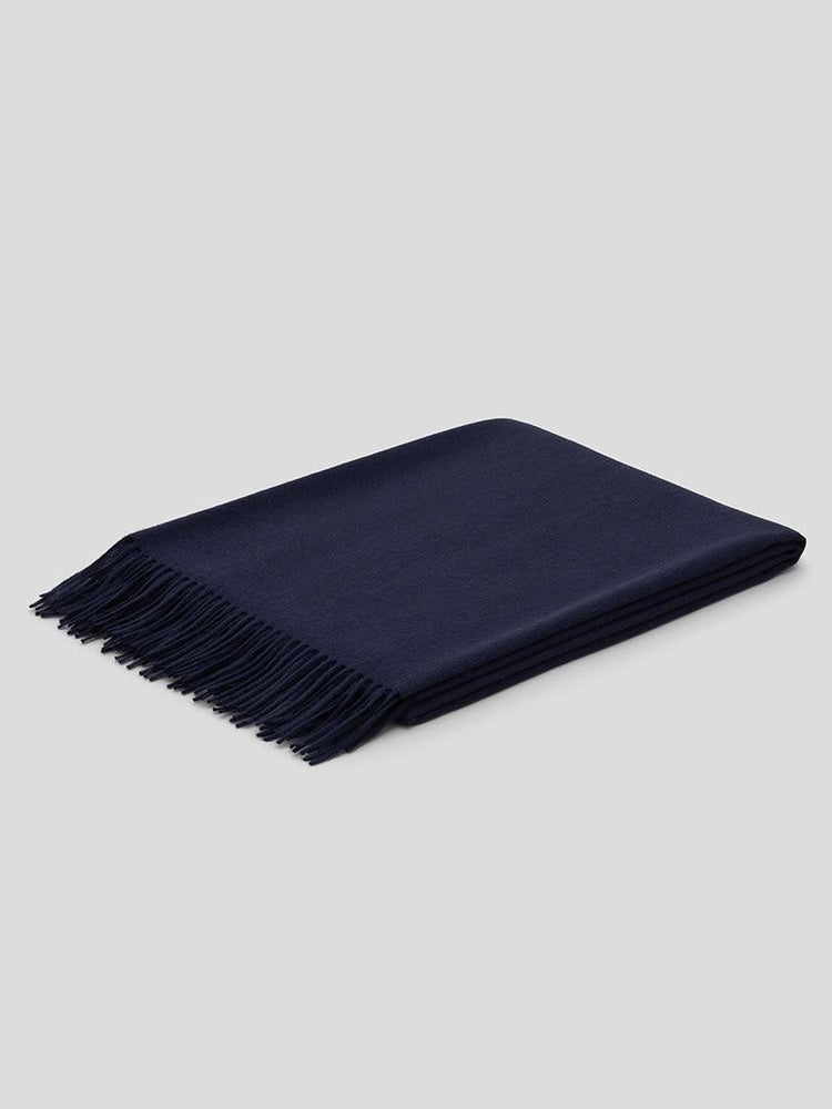 Arran Plain Navy Cashmere Throw - Begg x Co