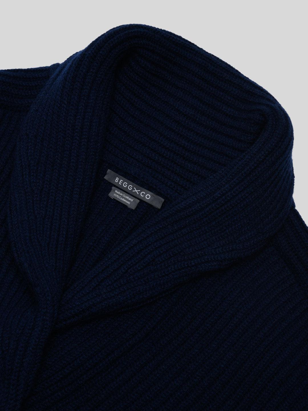 Womens Mini Yacht Navy Blue Cashmere Cardigan - Begg x Co