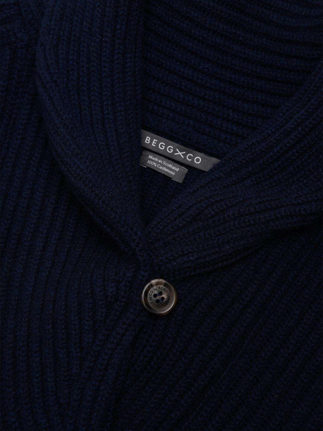 Womens Mini Yacht Navy Blue Cashmere Cardigan - Begg x Co