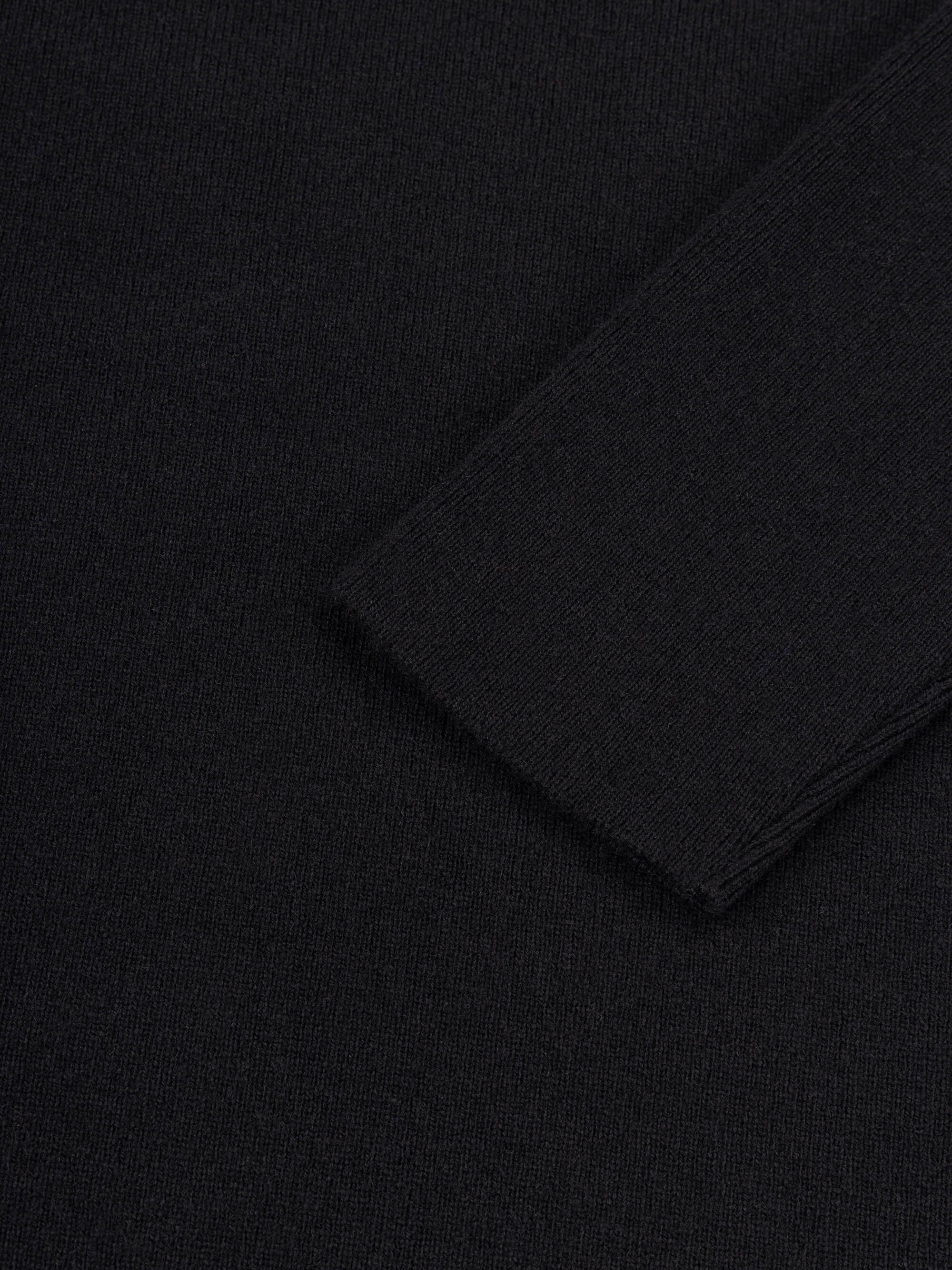 Close-up of a black cashmere dress sleeve