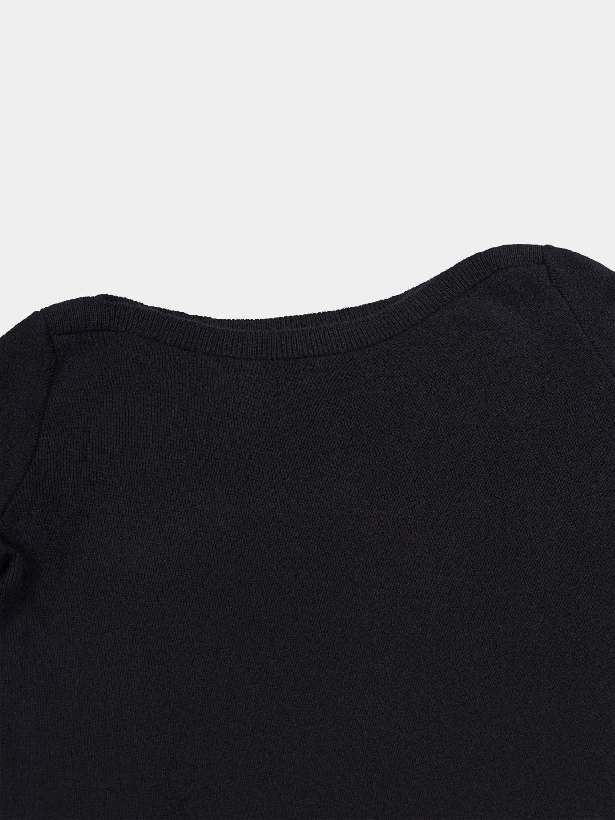 Black longsleeve cashmere dress on a white background
