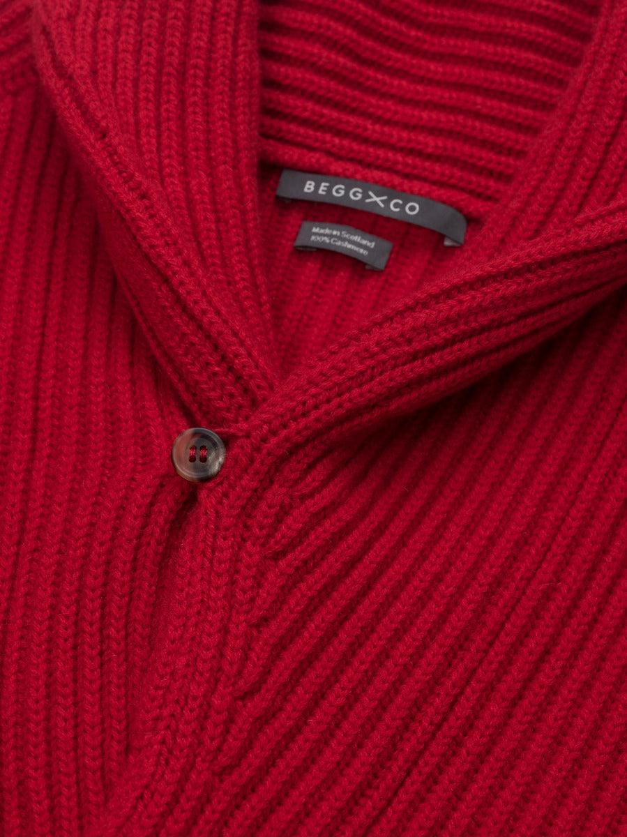 Mens Luxury Cashmere Yacht Cardigan Red - Begg x Co