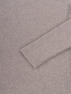 boat neck grey cashmere ribbed sweater open cuff detail
