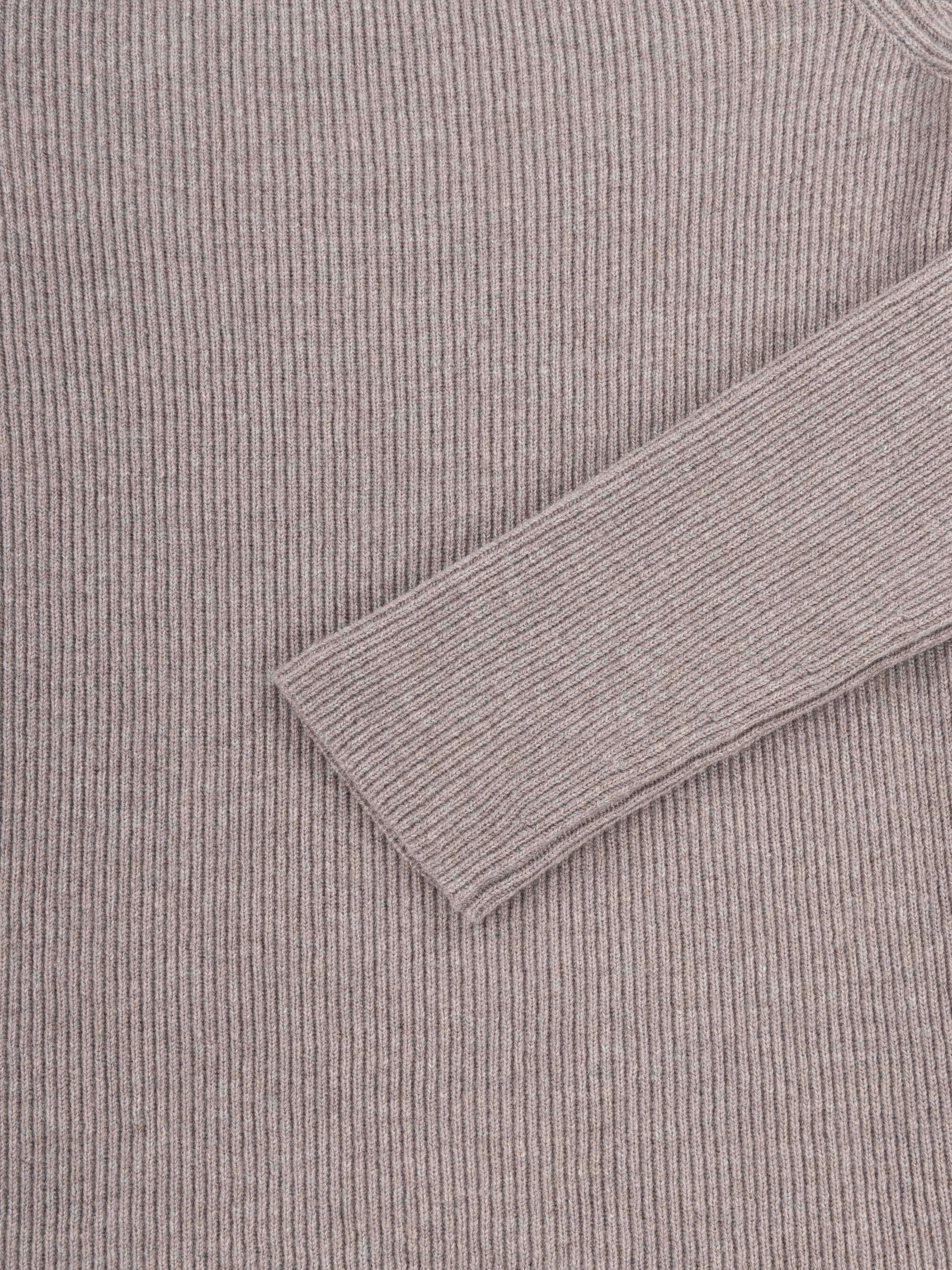 boat neck grey cashmere ribbed sweater open cuff detail