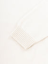 white cashmere crew neck sweater ribbed cuff detail