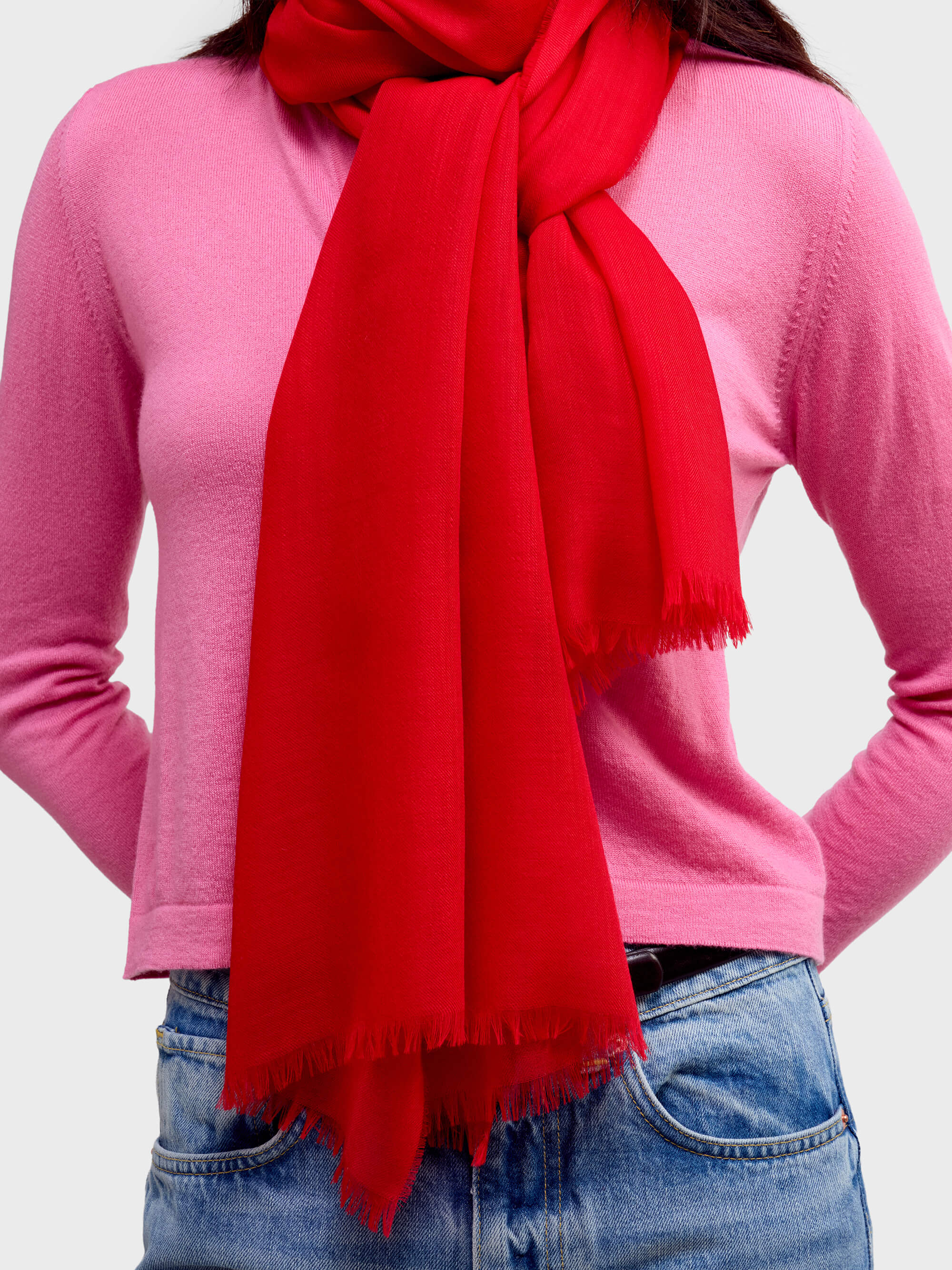 Wispy Solid Regal Red Lightweight Cashmere Scarf - Begg x Co