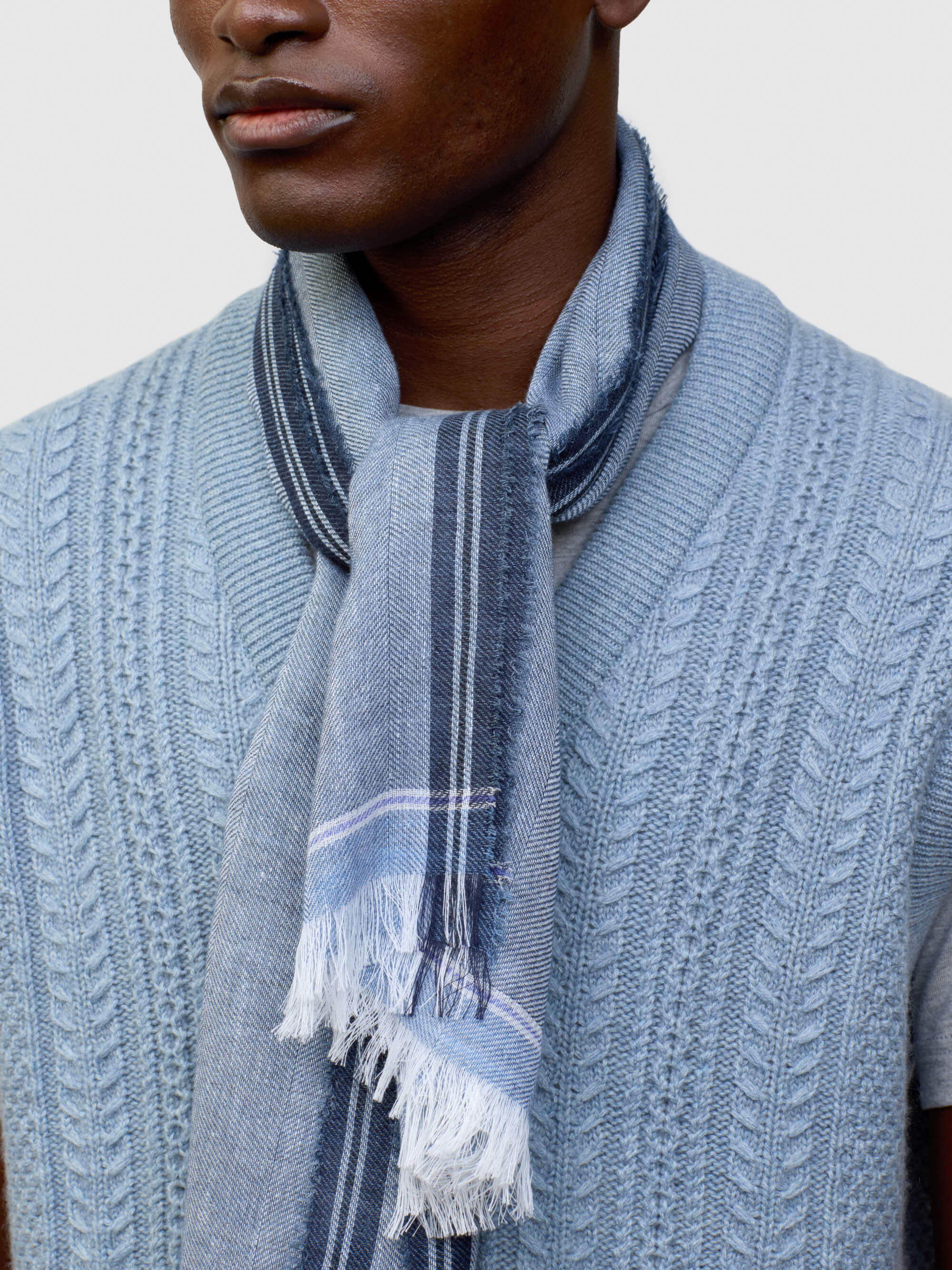 Men's Fiji Archer Heather Denim Cashmere Blend Scarf - Begg x Co