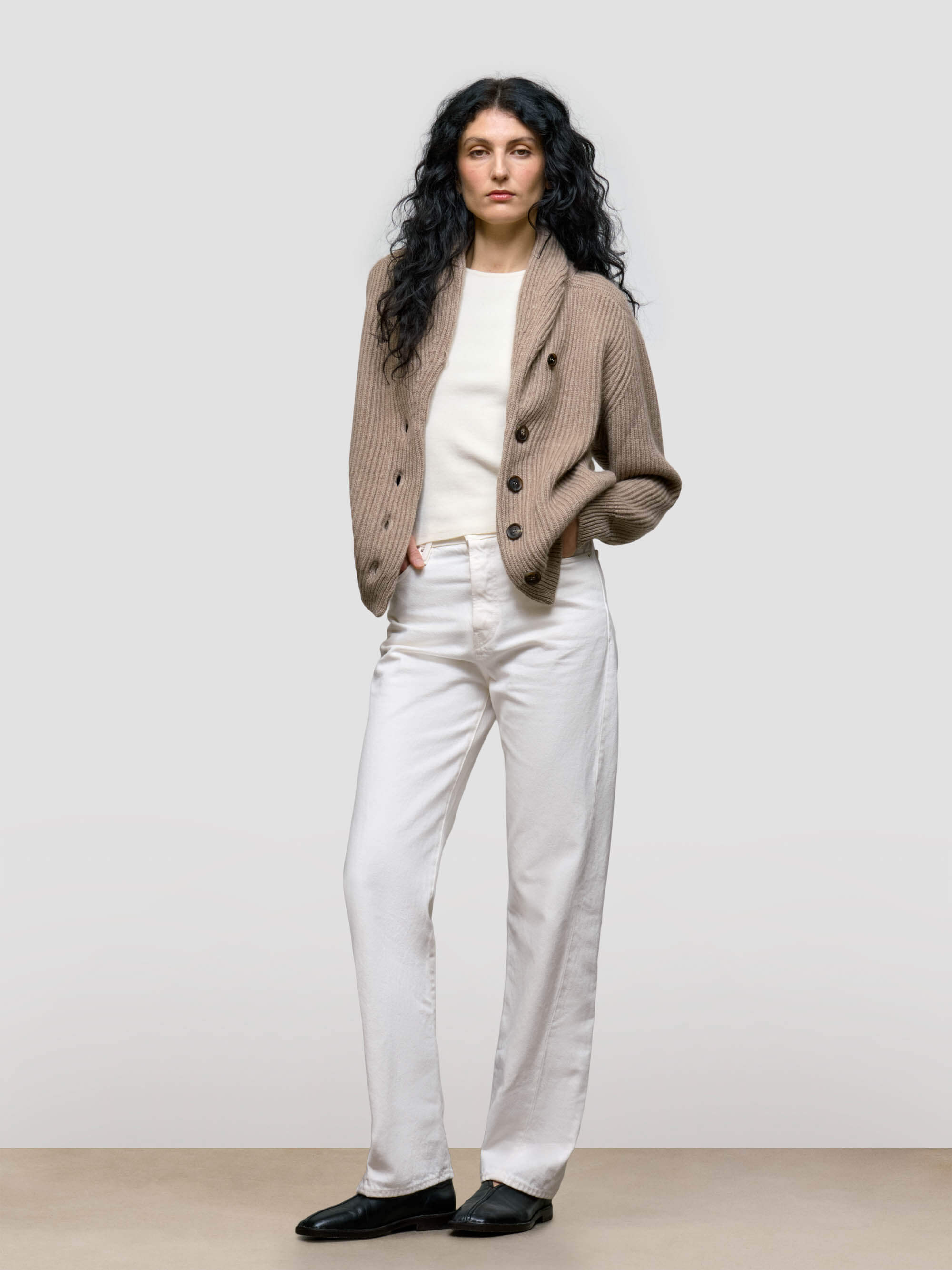 Womens Mini Yacht Brown Undyed Cashmere Cardigan - Begg x Co