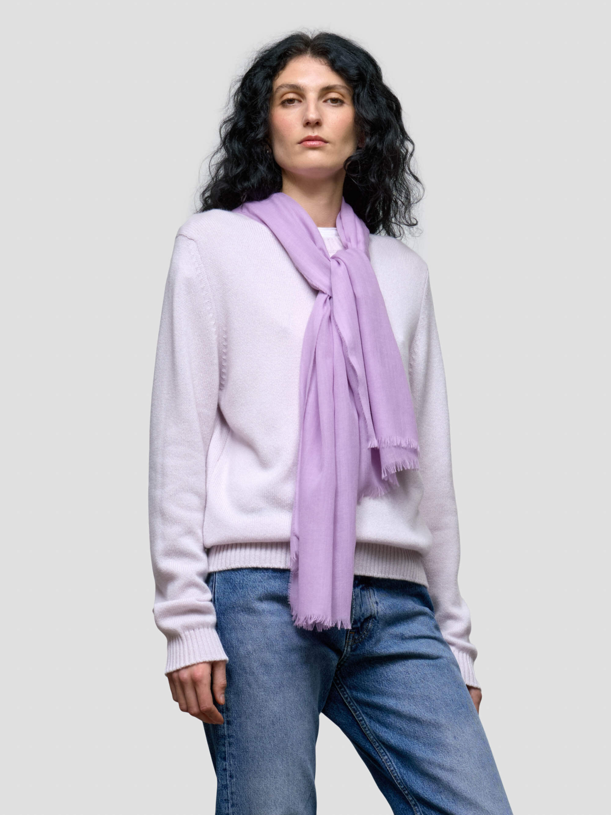 Womens Wispy Solid Georgette Purple Lightweight Cashmere Scarf