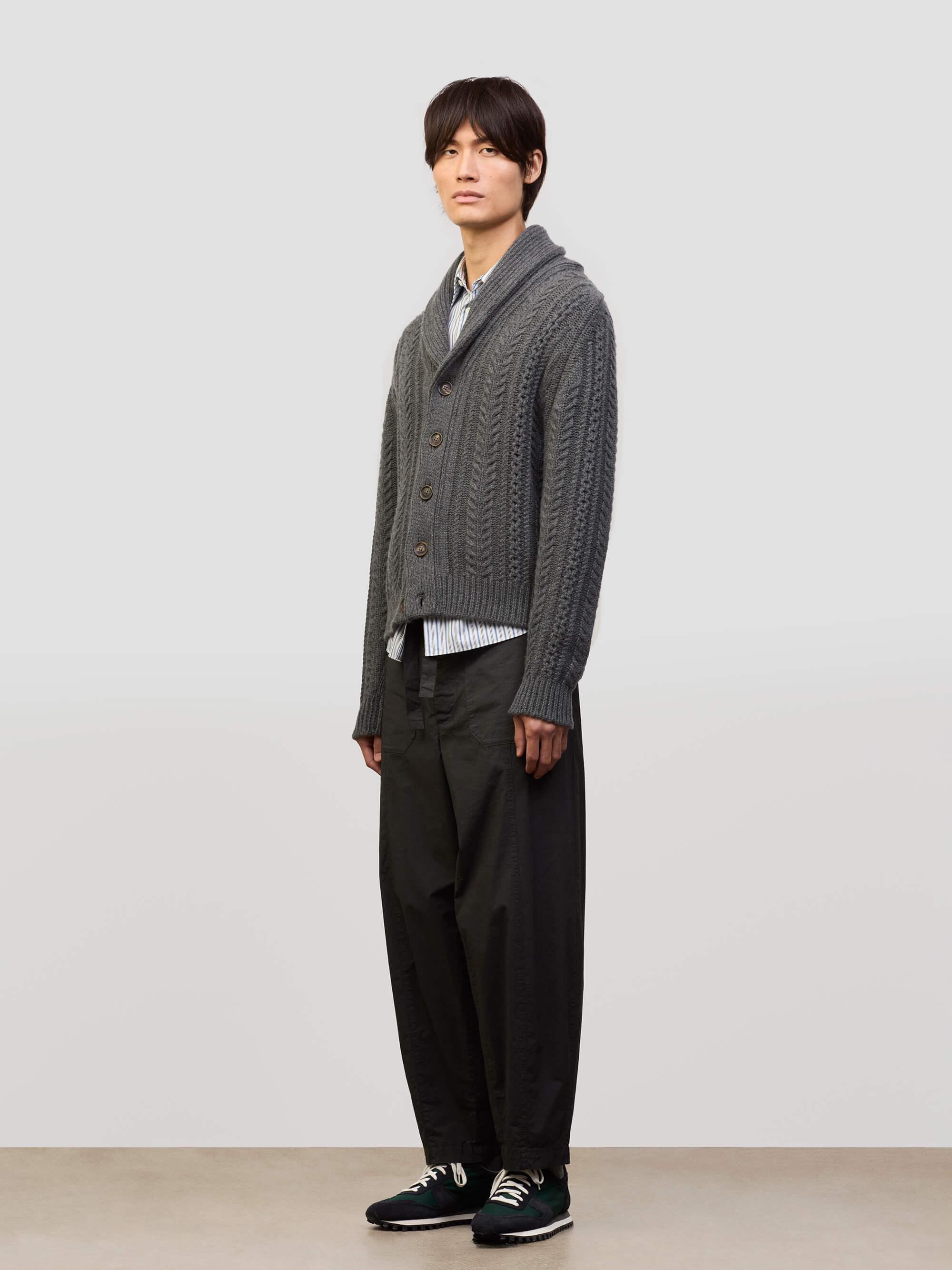Mens Aspen Asphalt Grey Cashmere Knitted Cardigan - Begg x Co