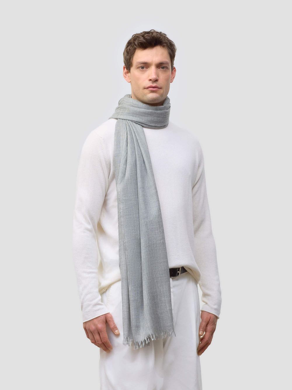 Staffa Mens Cashmere Silk Scarf Granite Begg x Co