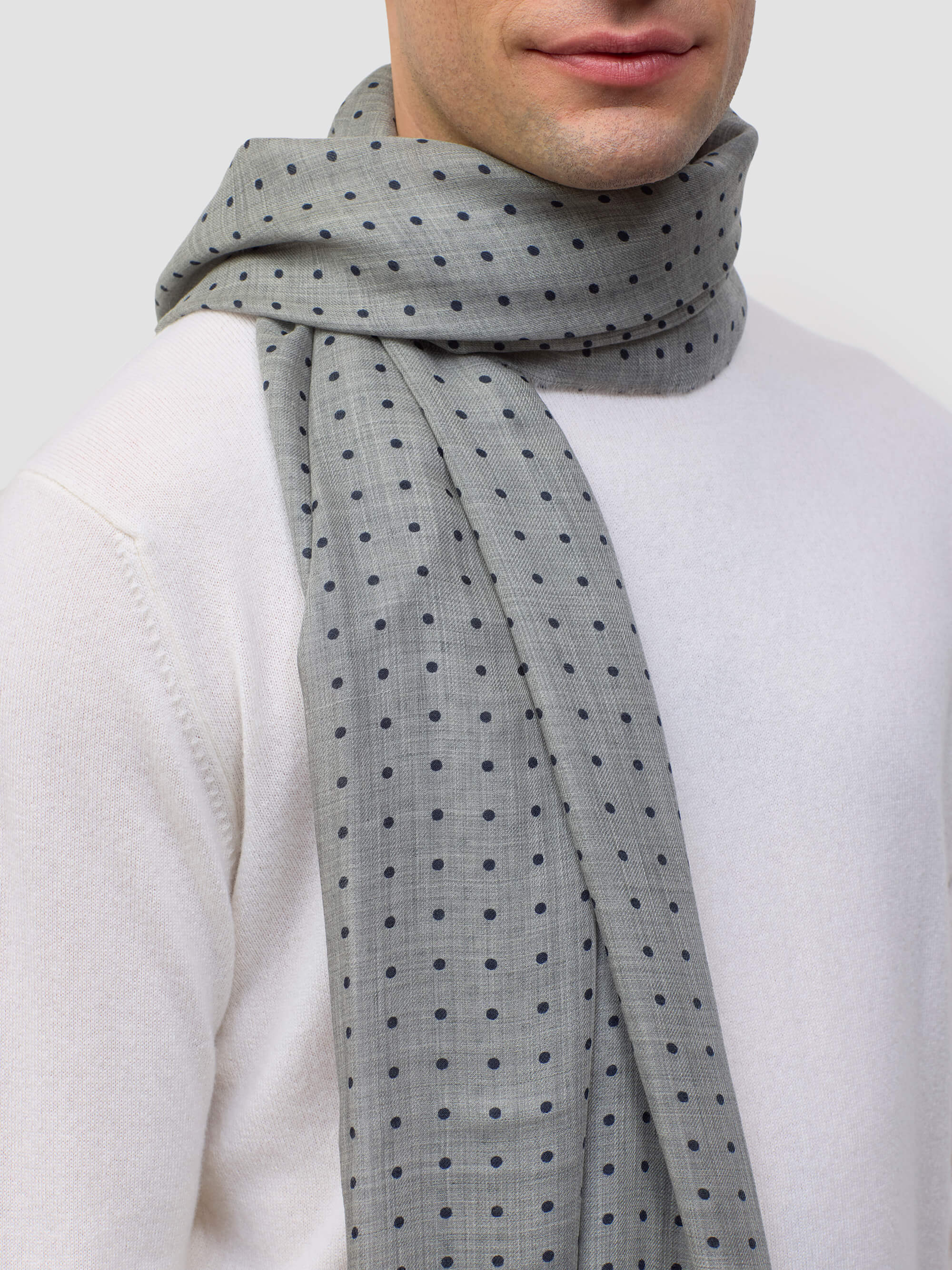 【同梱不可】 Wispy Navy Flannel Scarf Cashmere Superfine Mens Hanover 小物
