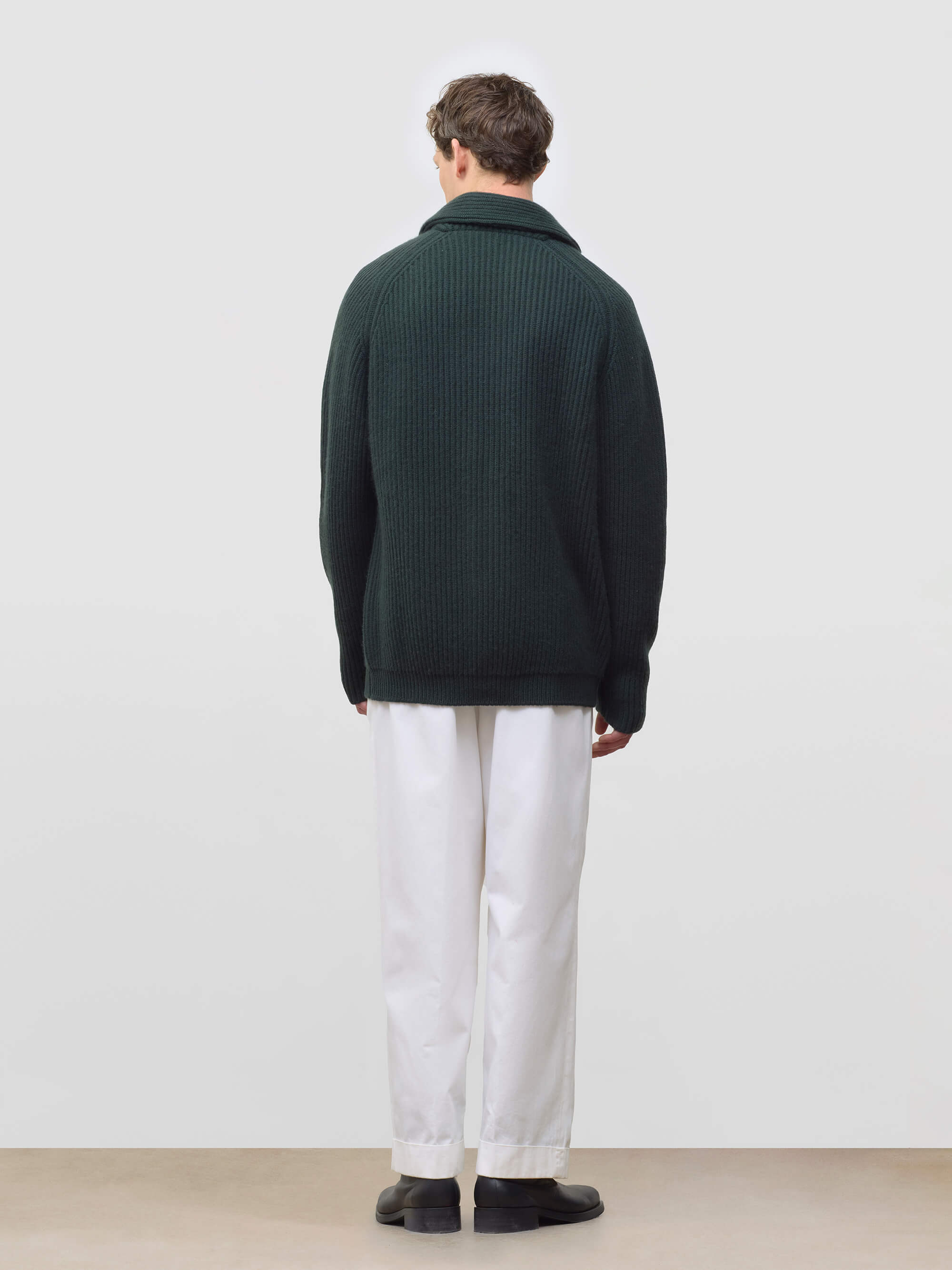 Mens Forest Green Yacht Cashmere Knitted Cardigan | Begg x Co