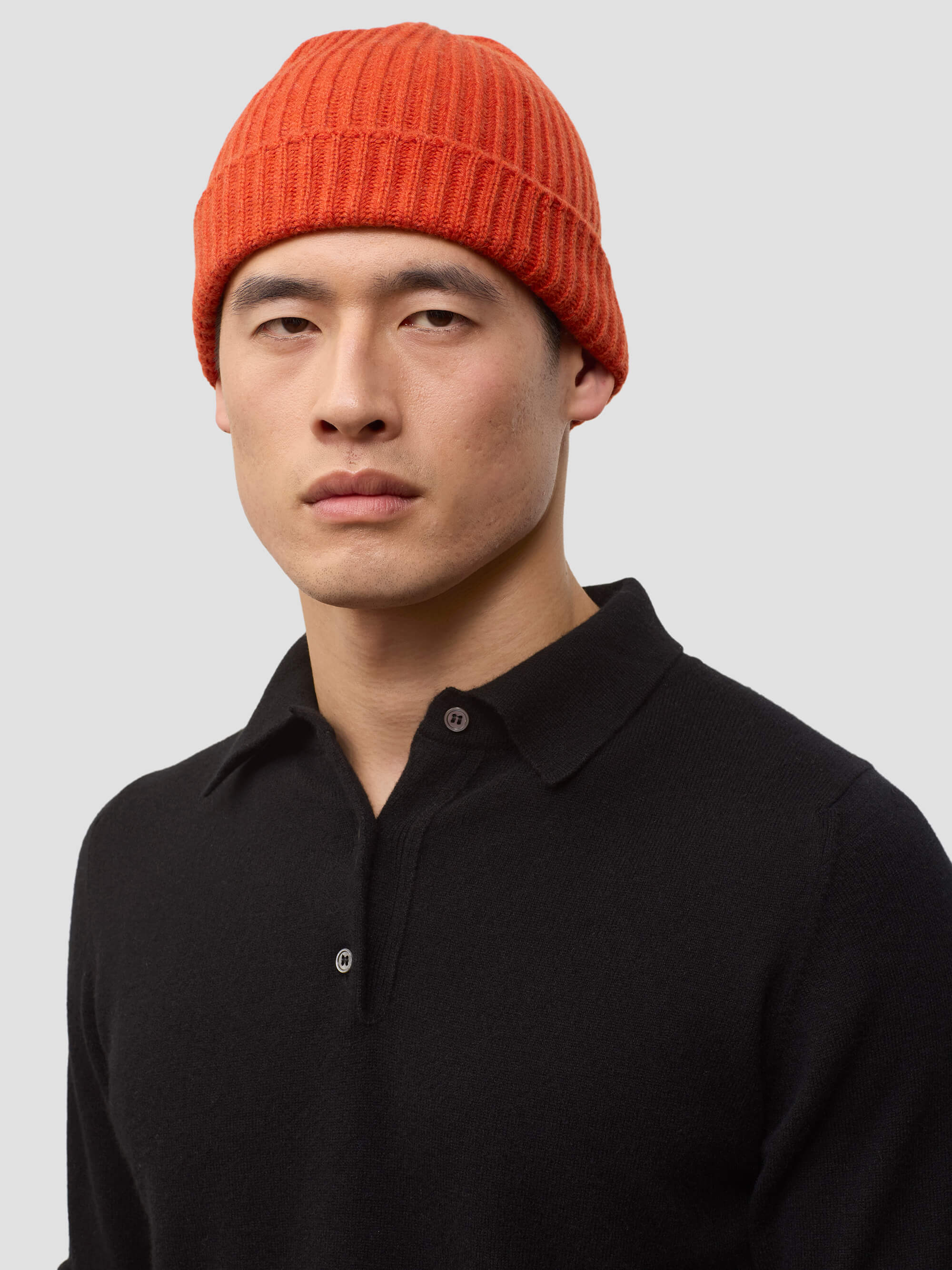 Men's Orange Cashmere Alex Beanie Hat Begg x Co1