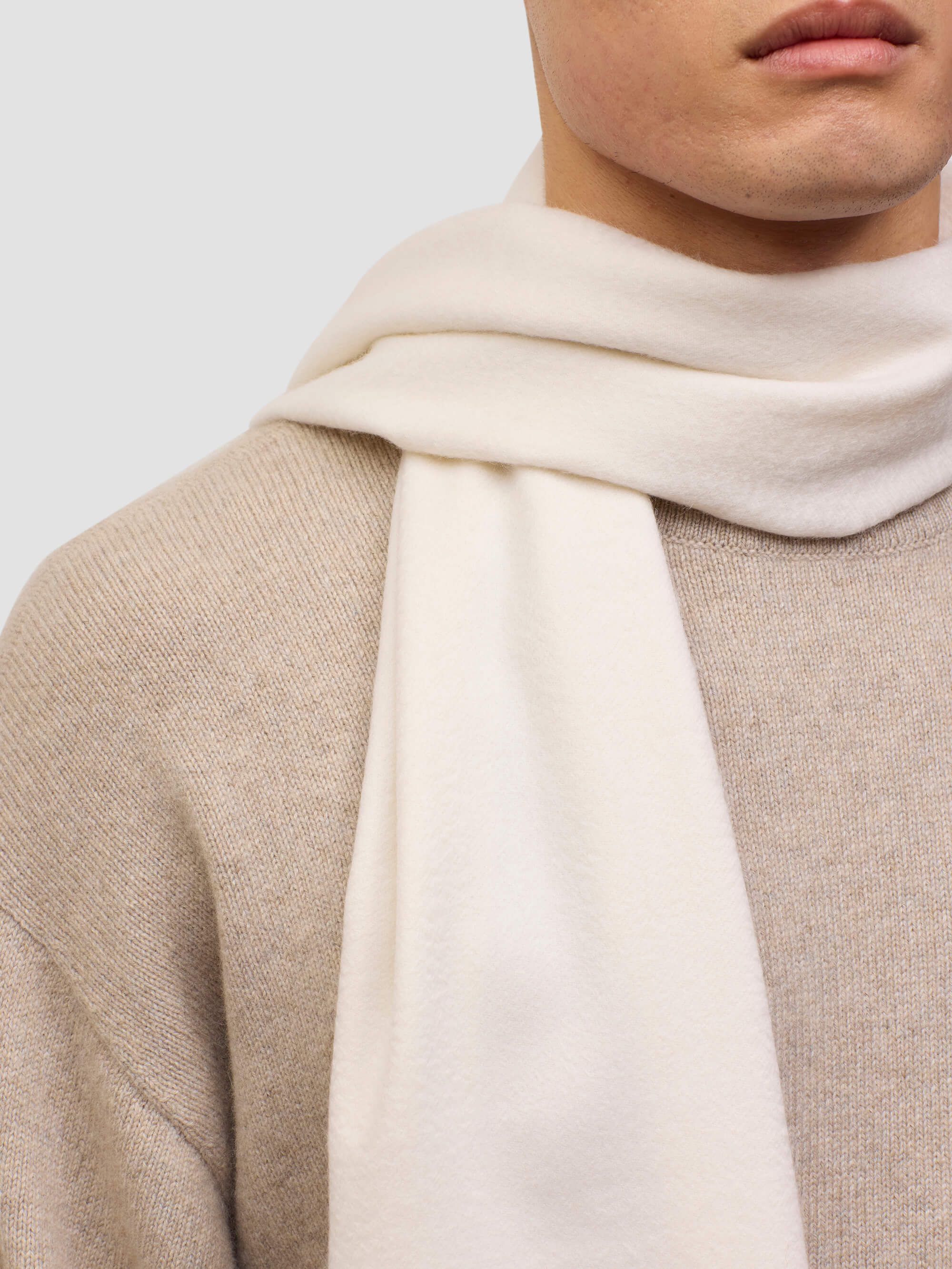 Arran Men's White Small Cashmere Scarf - Begg x Co