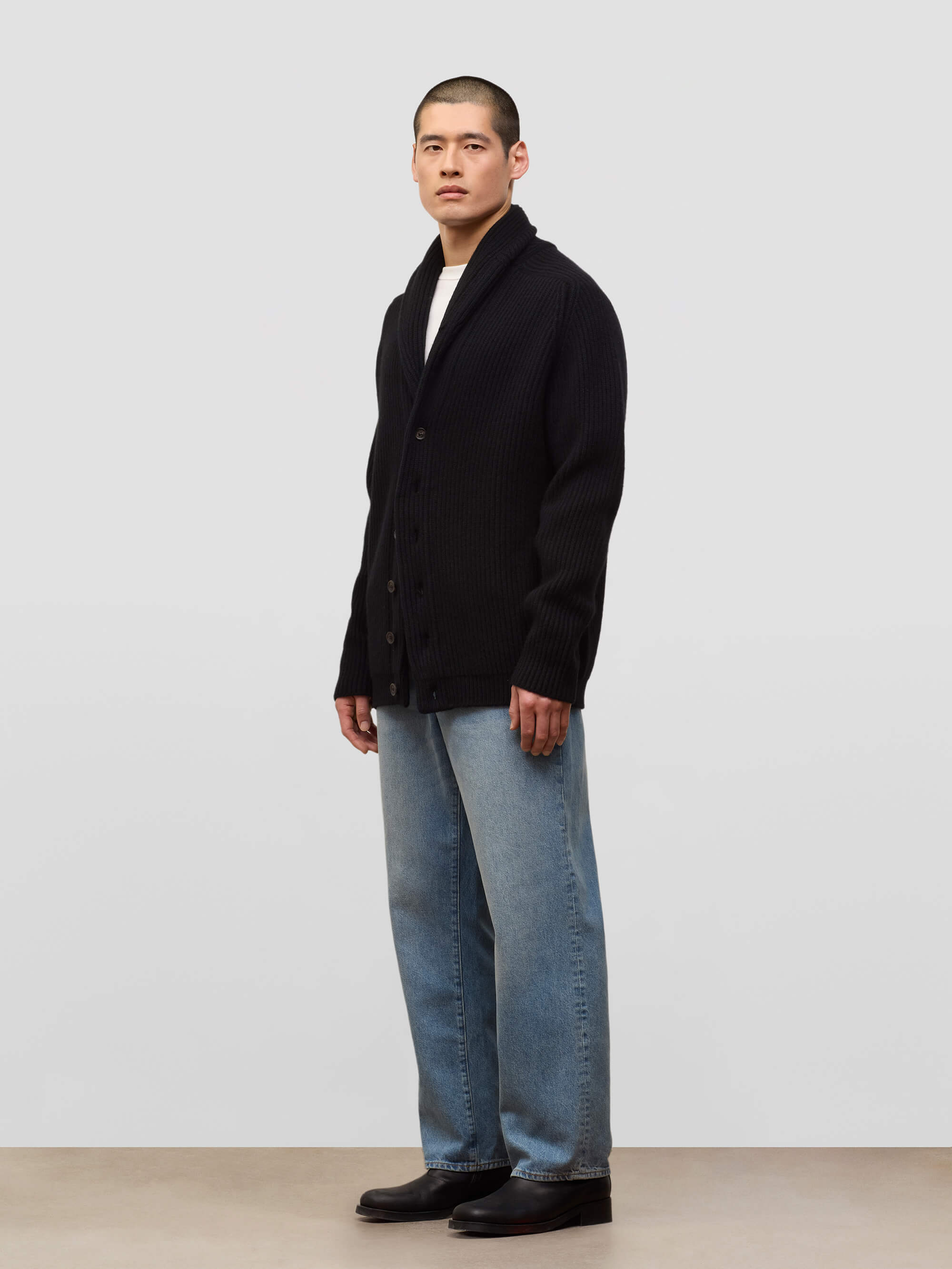 Mens Black Yacht Cashmere Knitted Cardigan | Begg x Co