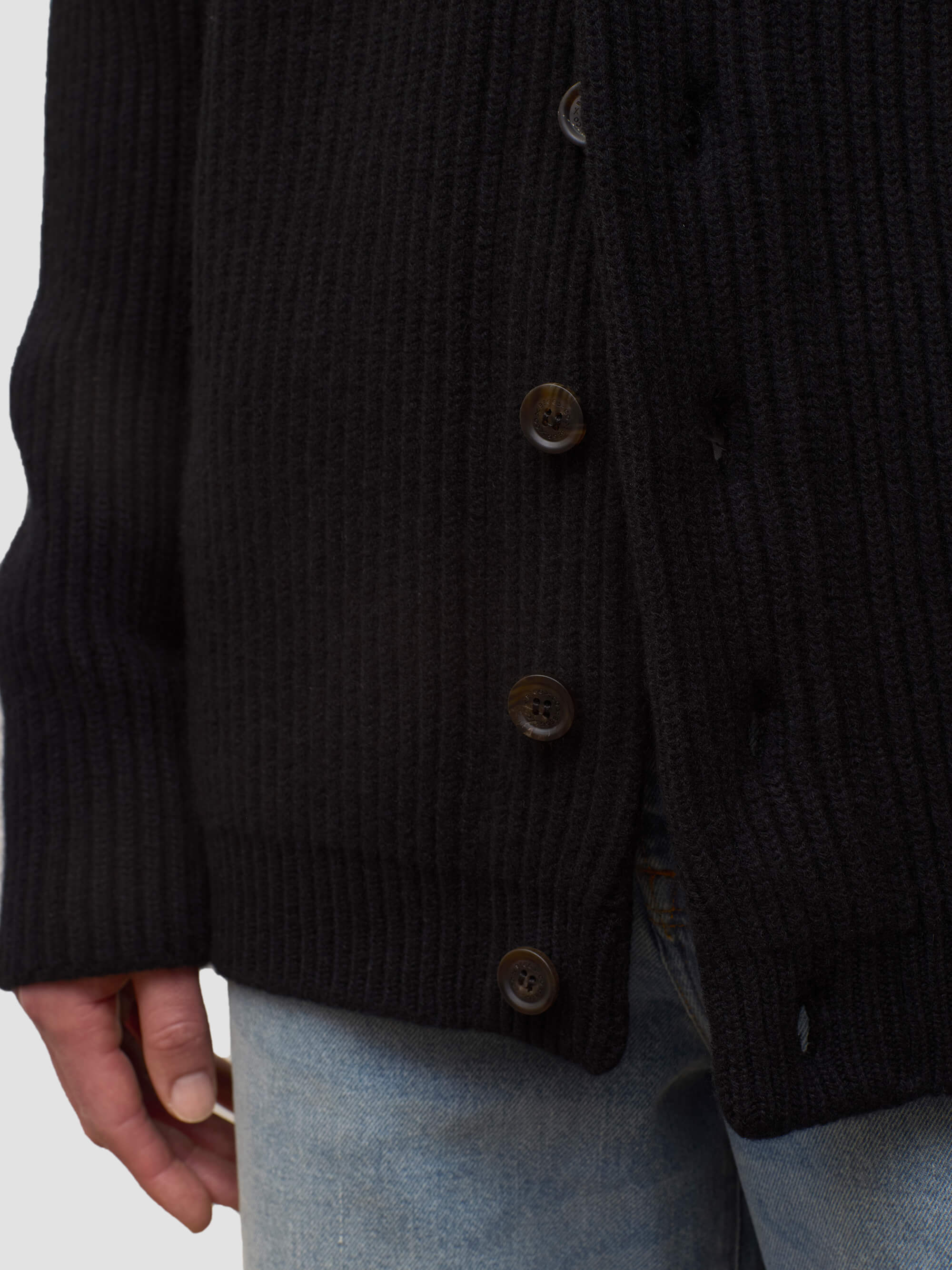 Mens Black Yacht Cashmere Knitted Cardigan | Begg x Co