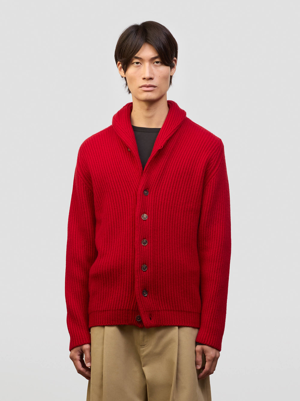 Mens Luxury Cashmere Yacht Cardigan Red Begg x Co