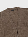 marl brown chunky cashmere cardigan open front detail on a grey background
