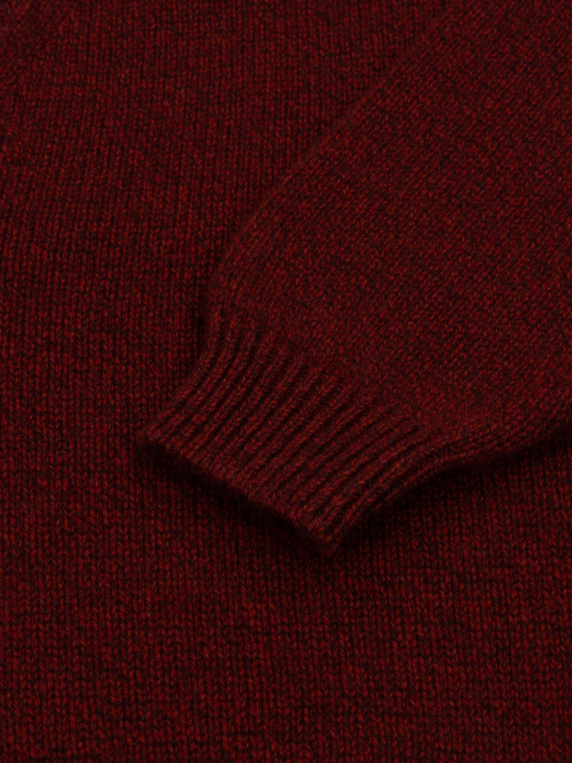 red cashmere v-neck sweater cuff detail