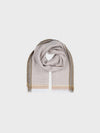 beige scarf with dark green edges on a grey background