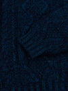 marl navy blue chunky cable knit cashmere sweater cuff detail