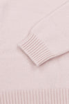 pale pink cashmere crewneck sweater ribbed cuff detail