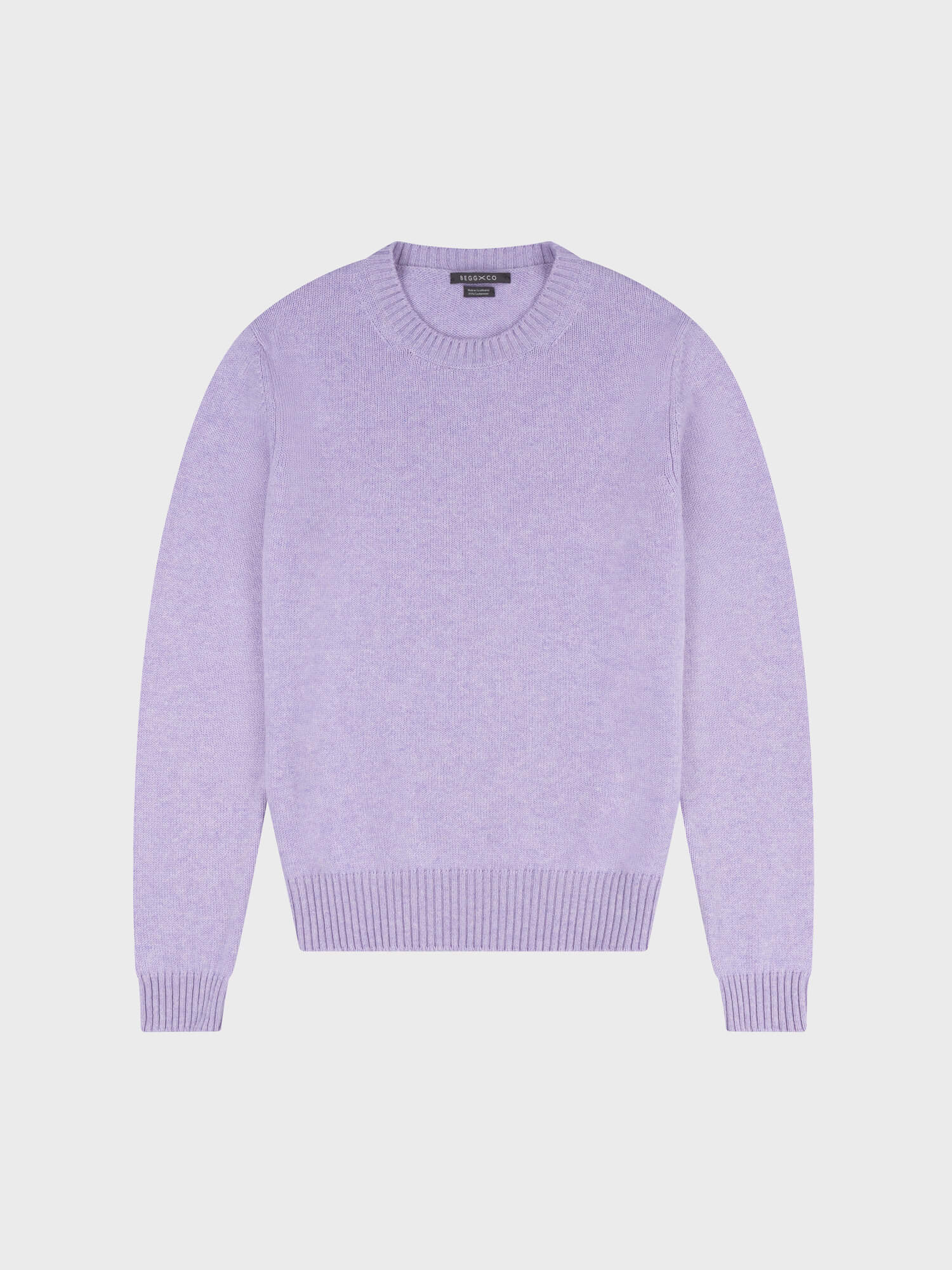 lilac purple cashmere sweater on a grey background