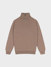 light brown cashmere zipped sweater on a grey background