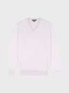 light pink cashmere v-neck sweater on a grey background