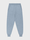 faded blue cashmere sweatpants on a grey background