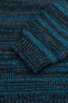 blue and dark green striped cashmere crewneck sweater ribbed cuff