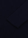 navy blue mens ribbed cashmere zip sweater open cuff detail