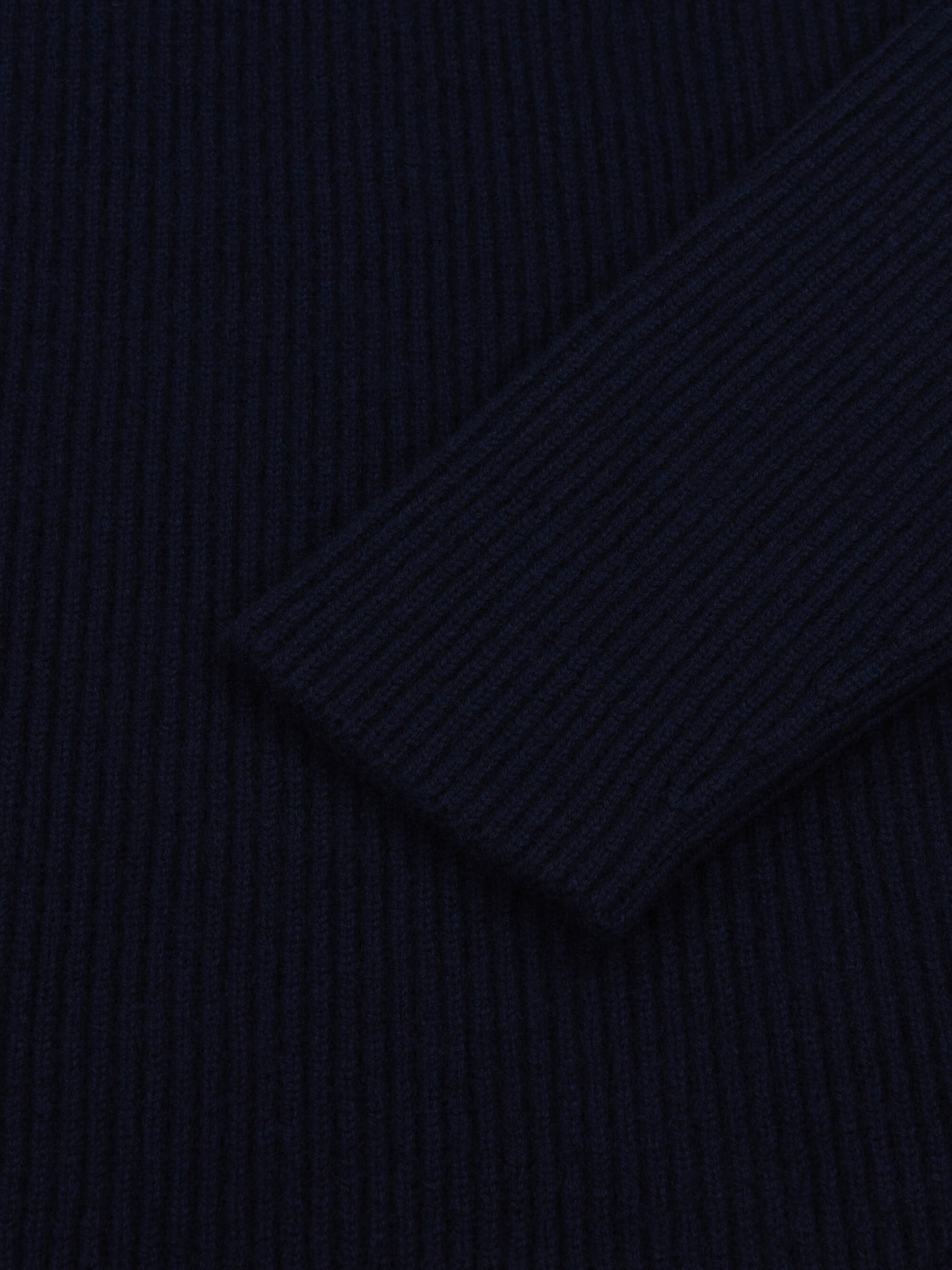 navy blue mens ribbed cashmere zip sweater open cuff detail
