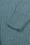 chunky ribbed green cashmere shawl collar cardigan cuff detail