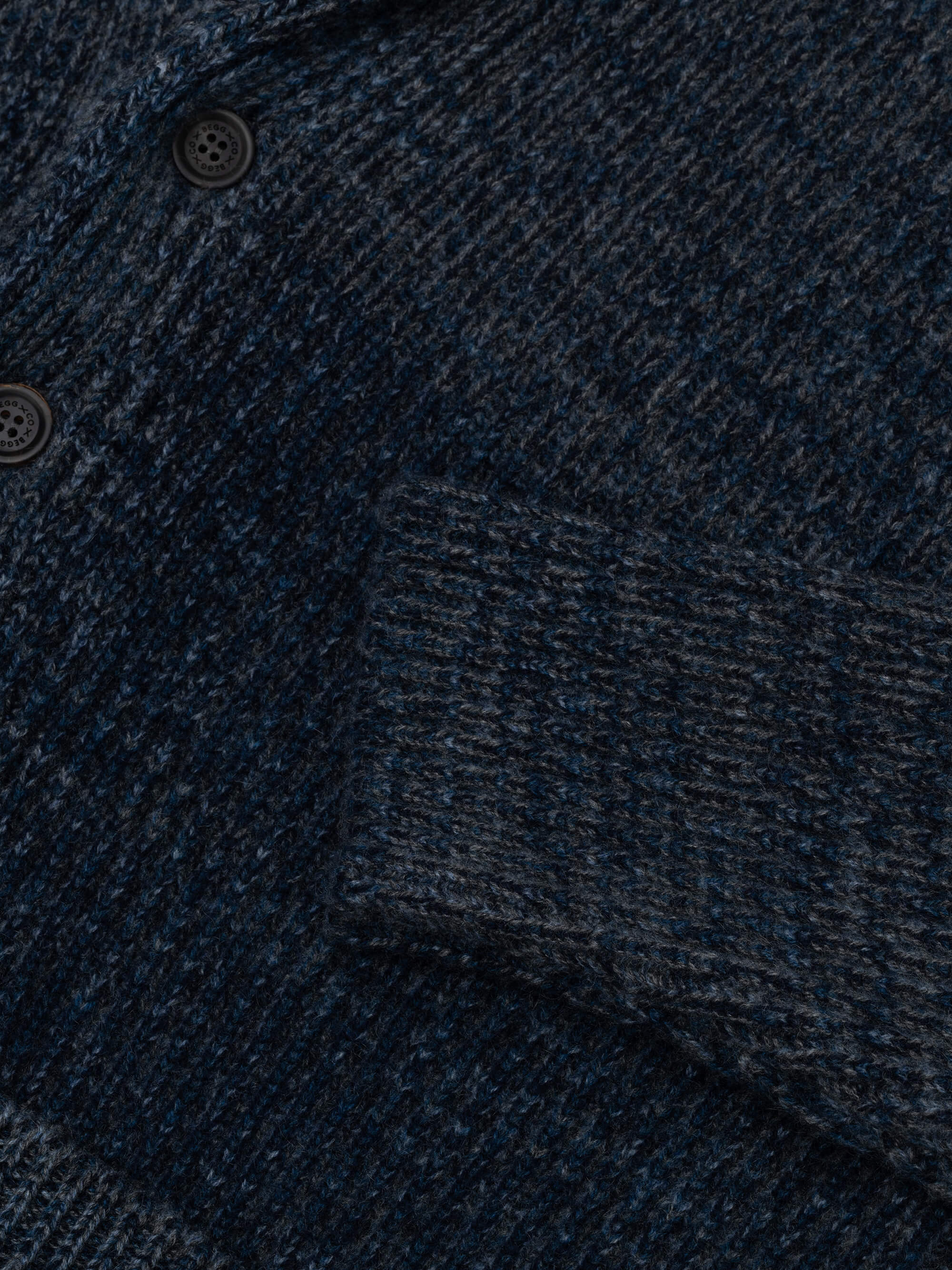 Mens Surfer Knitted Cashmere Cardigan Navy Multi - Begg x Co