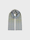 cashmere scarf with grey and yellow checks on a grey background