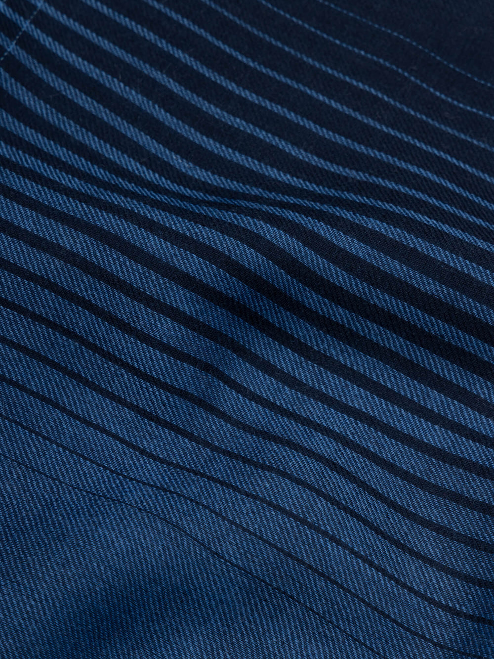 close up of a blue and navy square cashmere scarf with gradient check design
