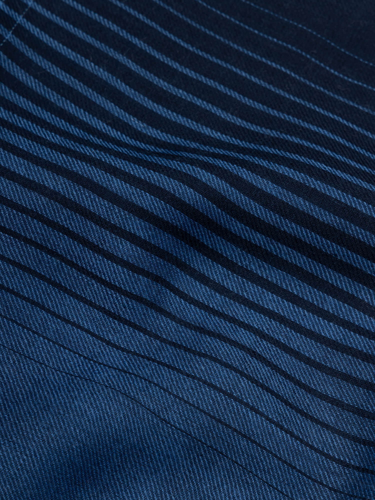 close up of a blue and navy square cashmere scarf with gradient check design