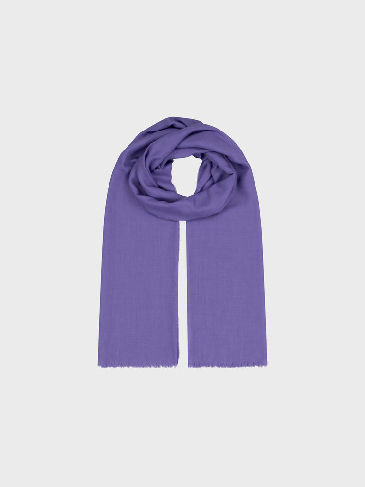 purple lightweight cashmere scarf on a grey background
