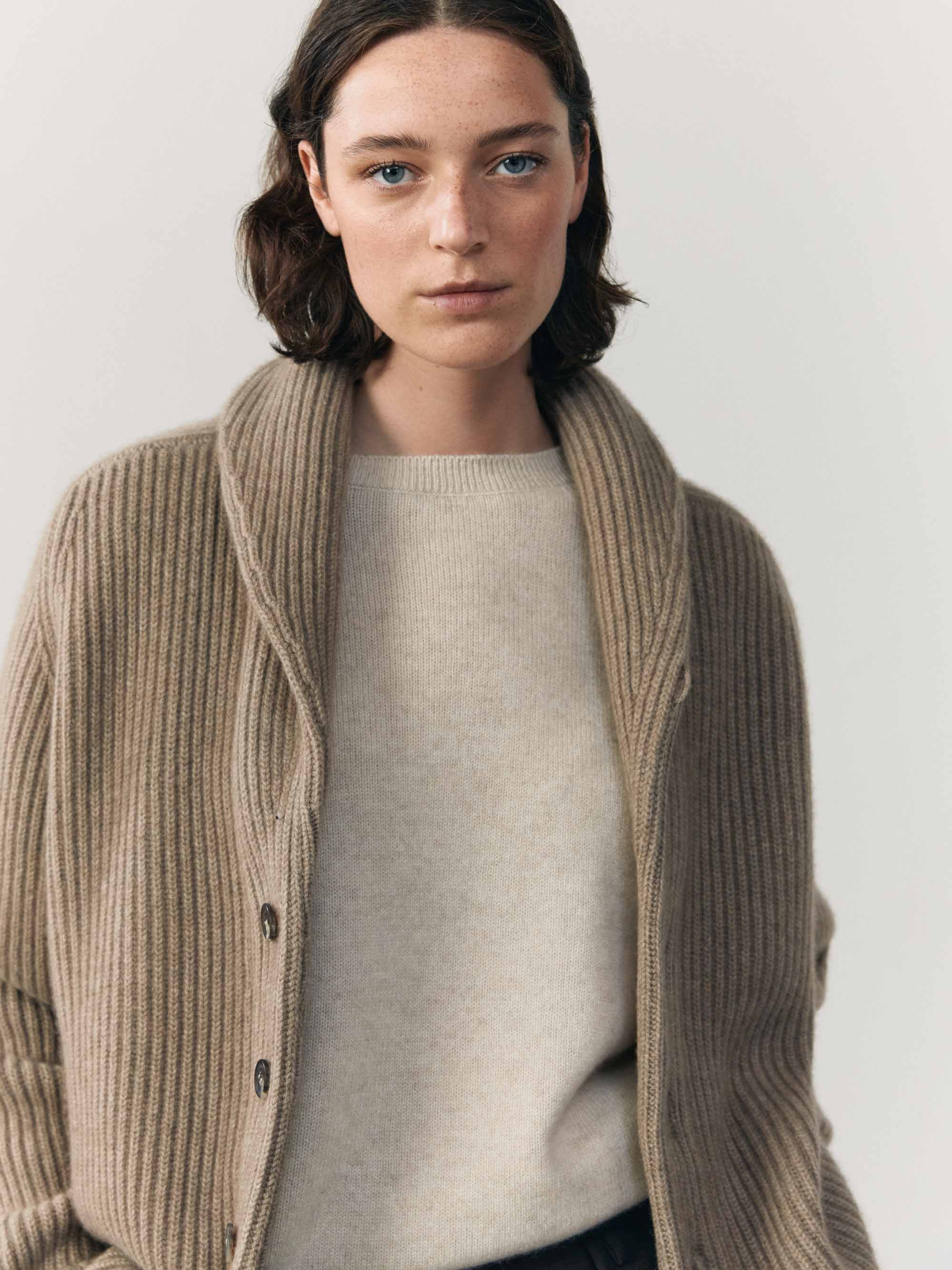 Women's Brown Yacht Shawl Collar Cardigan | Begg x Co