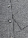 Close-up of a gray cardigan with buttons