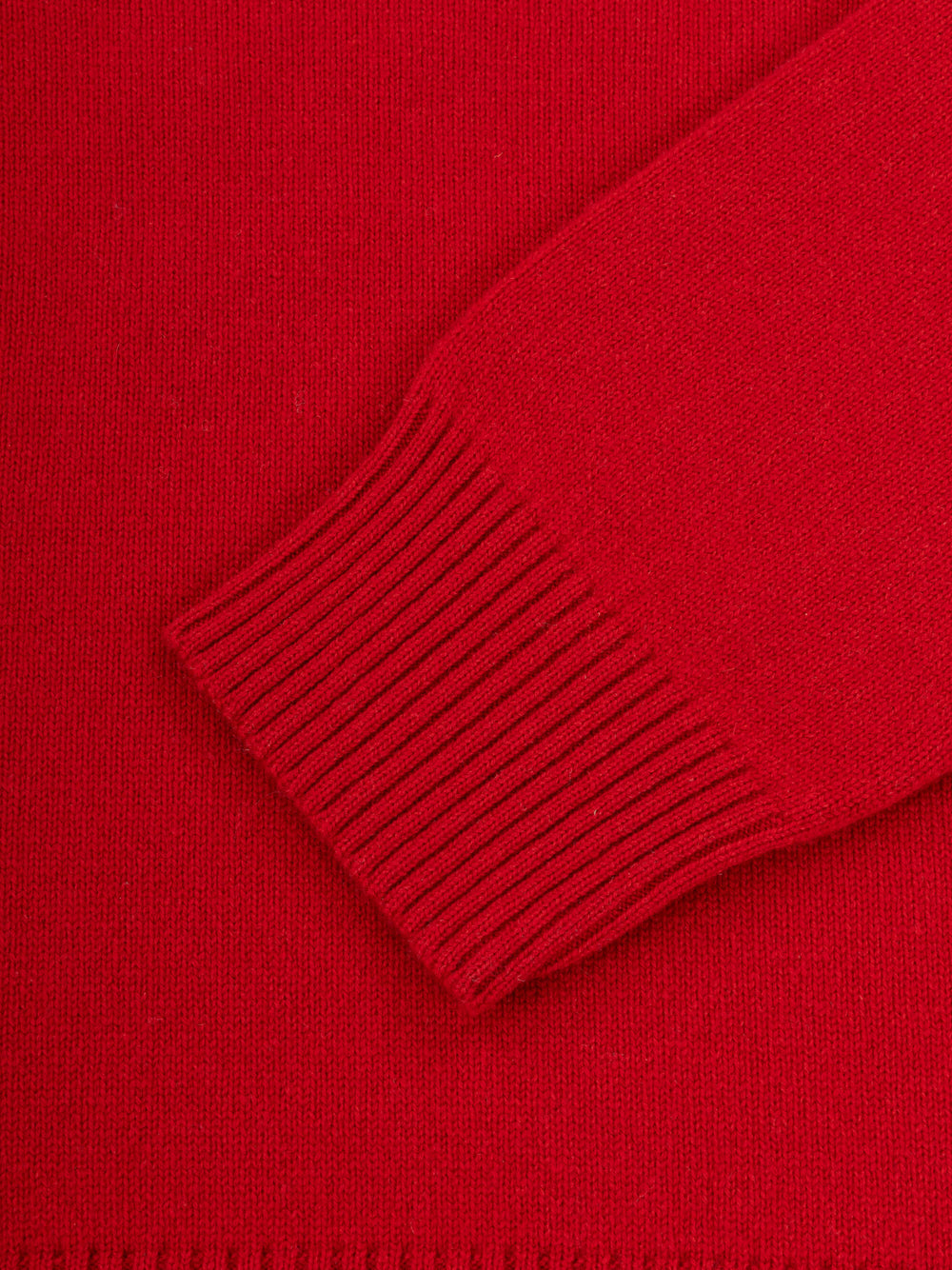 mens red cashmere crewneck sweater ribbed cuff detail