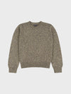 marl green and yellow cashmere crewneck sweater on a grey background