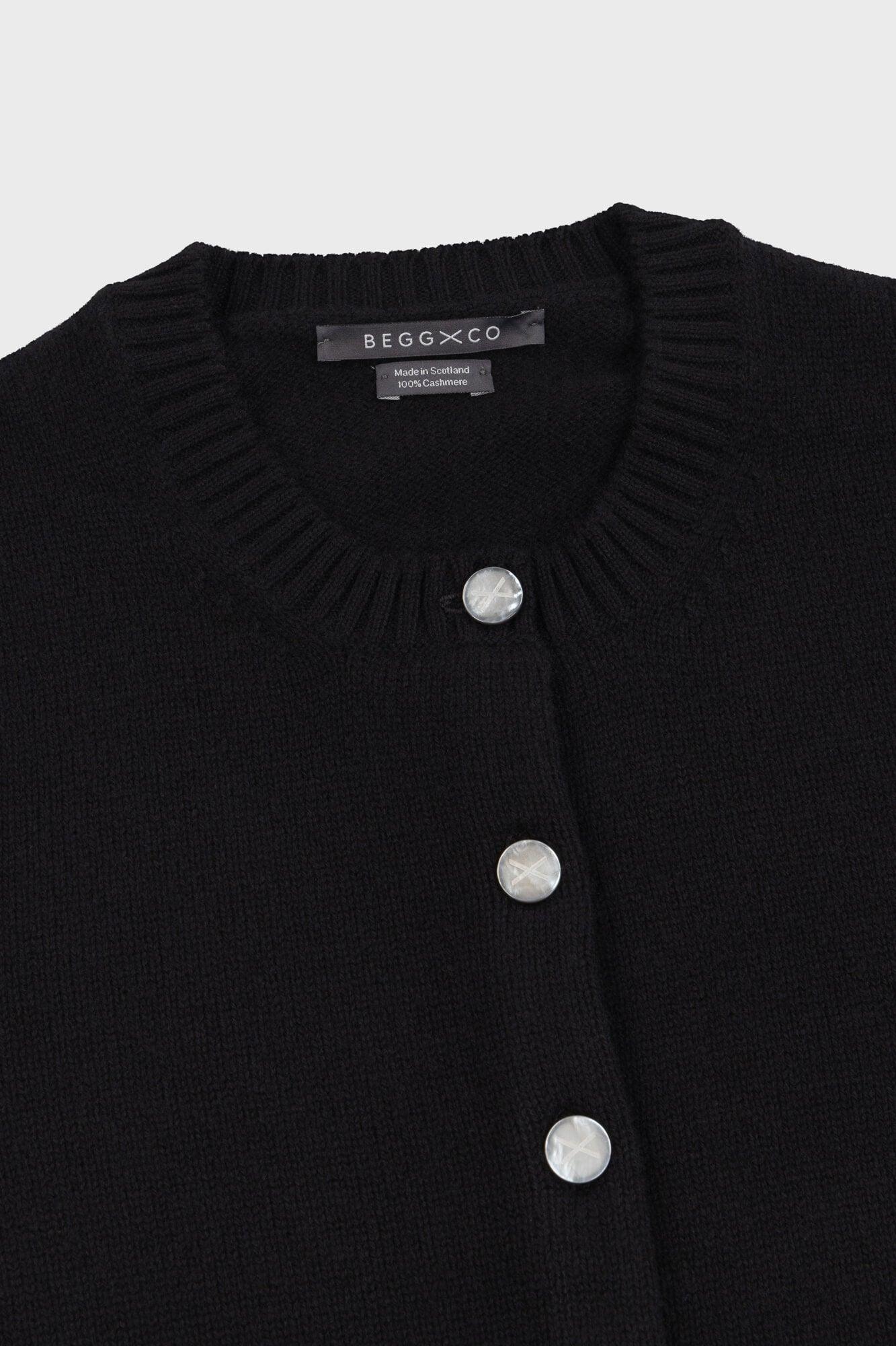 Women's Black Golfer Cashmere Cardigan | Begg x Co