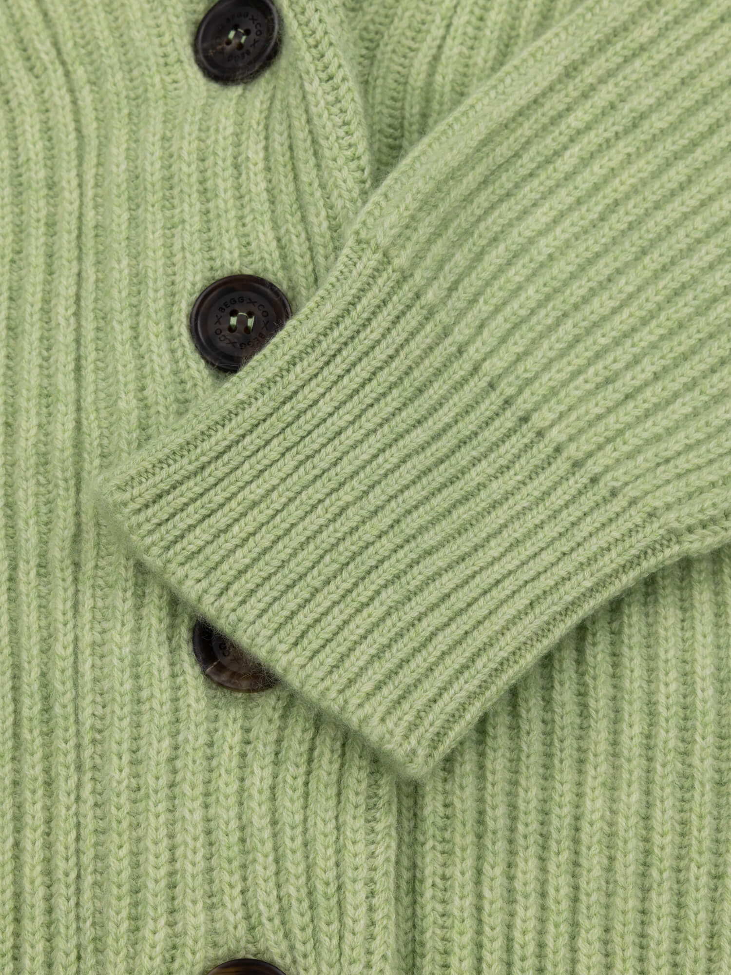 Womens Mini Yacht Sorrel Green Cashmere Knitted Cardigan - Begg x Co